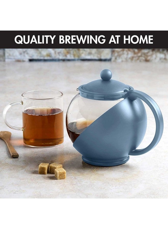 Primula Half Moon Teapot with Removable Infuser, Glass Tea Maker with Reusable Fine Mesh Stainless Steel Filter, Dishwasher Safe, 40-Ounce, Blue - Image 2