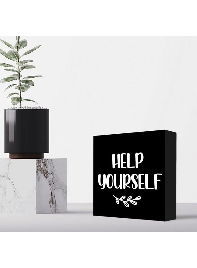 z-crange Help Yourself Black Wood Block Sign Desk Decor,Rustic Wedding Party Baby Shower Wooden Box Plaque Sign Desk Decor for Home Bar Cafe Party Reception Dessert Table Shelf Table Decor Decorations… - Image 5