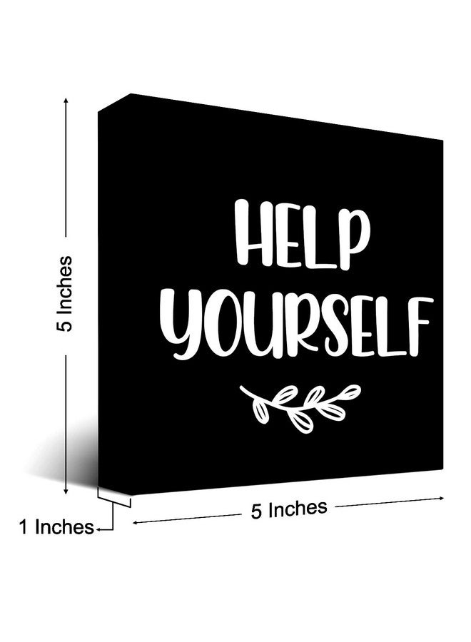z-crange Help Yourself Black Wood Block Sign Desk Decor,Rustic Wedding Party Baby Shower Wooden Box Plaque Sign Desk Decor for Home Bar Cafe Party Reception Dessert Table Shelf Table Decor Decorations… - Image 2