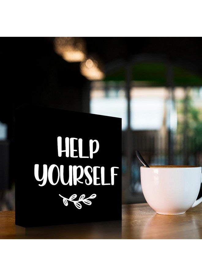 z-crange Help Yourself Black Wood Block Sign Desk Decor,Rustic Wedding Party Baby Shower Wooden Box Plaque Sign Desk Decor for Home Bar Cafe Party Reception Dessert Table Shelf Table Decor Decorations… - Image 4