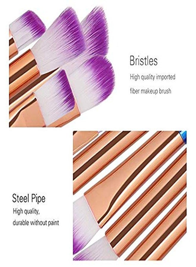 Tenmon Eye Brush Set, 20 pcs Unicorn Eyeshadow Eyeliner Blending Crease Kit Makeup Brushes Make Up Foundation Eyebrow Eyeliner Blush Cosmetic Concealer Brushes (Blue) - Image 5