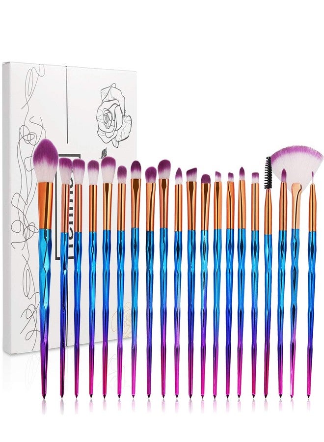 Tenmon Eye Brush Set, 20 pcs Unicorn Eyeshadow Eyeliner Blending Crease Kit Makeup Brushes Make Up Foundation Eyebrow Eyeliner Blush Cosmetic Concealer Brushes (Blue) - Image 1