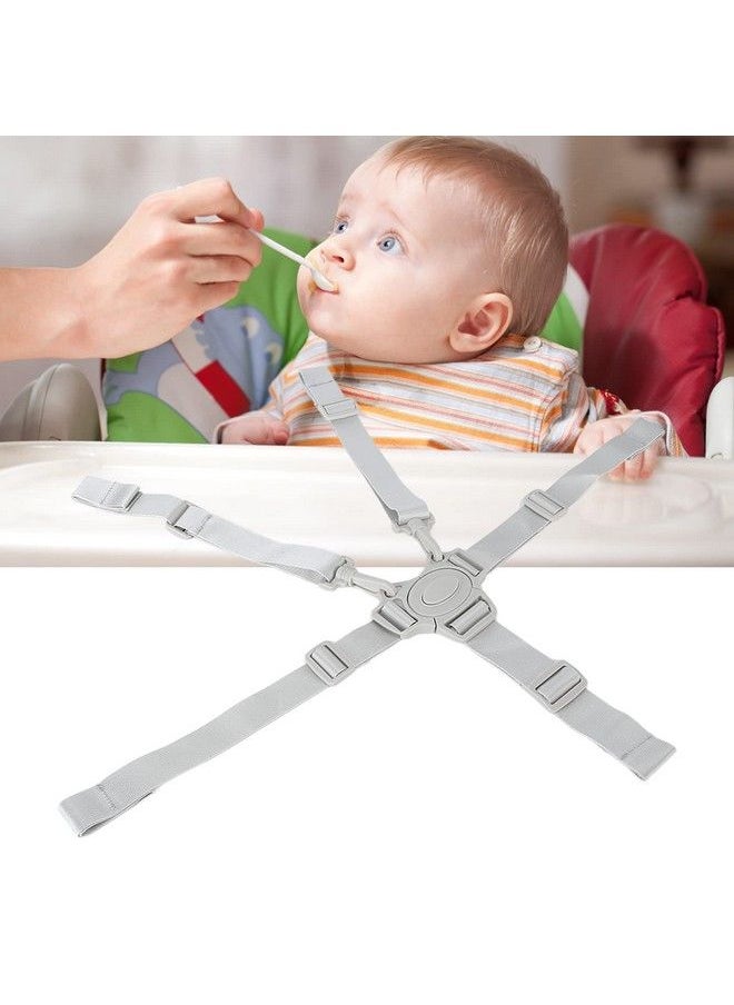 Chiwe - Universal High Chair Straps Easy To Use Safety And Comfort Material 5 Point Baby Safety Strap Belt Sturdy Lightweight For Stroller For Pushchair(Gray Button 5 Point Strap) - Image 1