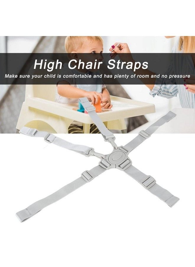 Chiwe - Universal High Chair Straps Easy To Use Safety And Comfort Material 5 Point Baby Safety Strap Belt Sturdy Lightweight For Stroller For Pushchair(Gray Button 5 Point Strap) - Image 1