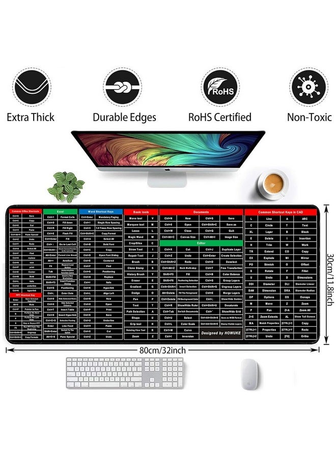 Pelikas Extra Large Extended Anti Slip Rubber Gaming Stitched Mouse Pad & Keyboard Desk Mat For Computer,Laptop (Shortcut Key Mouse Pad)  - Image 2