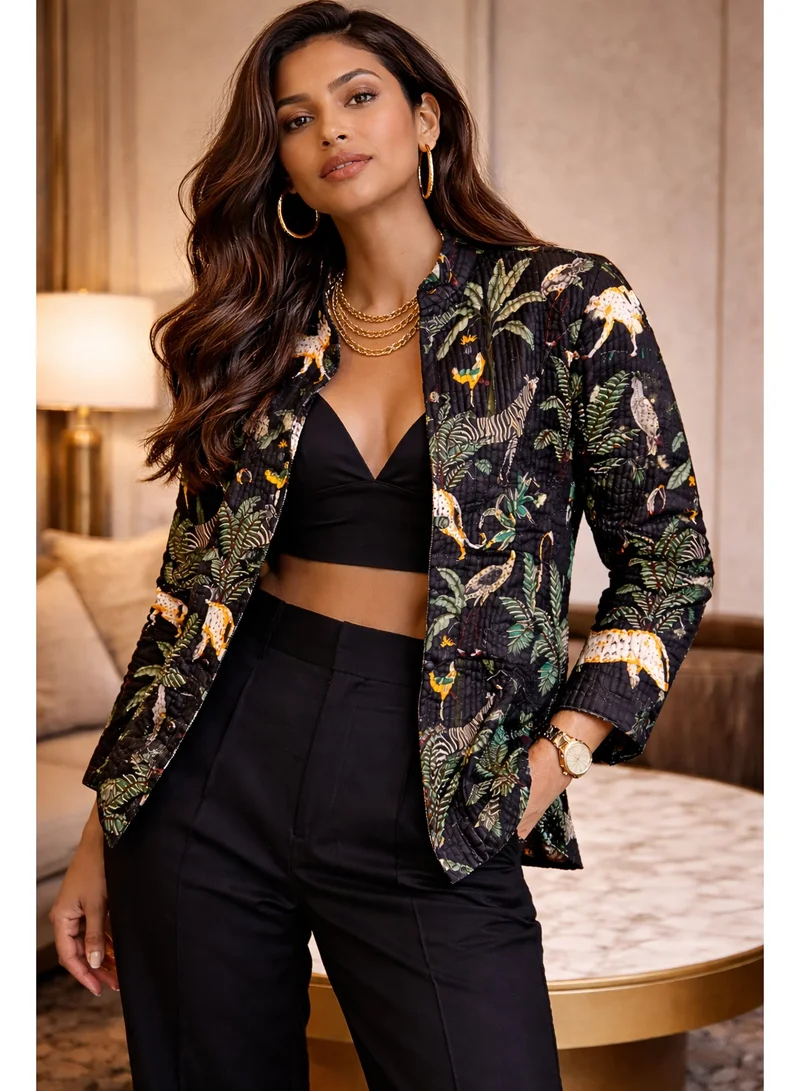 Tohfa Luxe Tohfa Luxe Elara Handcrafted Block Print Cotton Jacket – Medium (69 × 48 cm) | Unisex Artisan Jacket