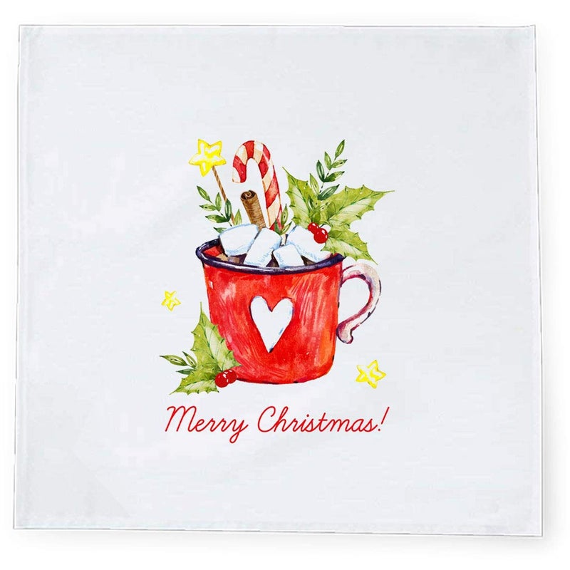 Khakee 6 Pcs Christmas Theme Tafta Silk Table Napkins 10x 10 for Xmas Decoration Christmas OrnamentsChristmas Gift npxmas344P - Image 2