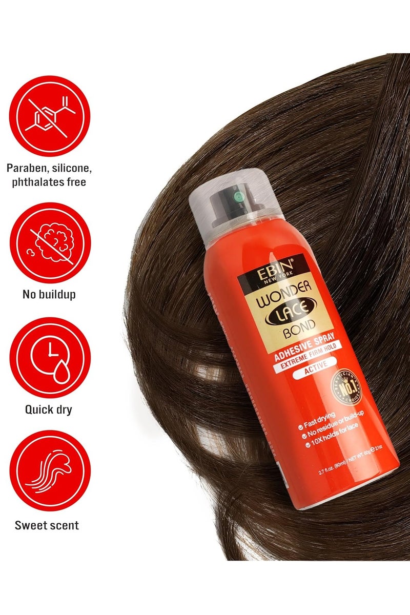 EBIN NEW YORK Wonder Lace Bond Adhesive Spray Active | Extreme Firm Hold | Wig Glue for Active Lifestyles - 80ml - Image 3