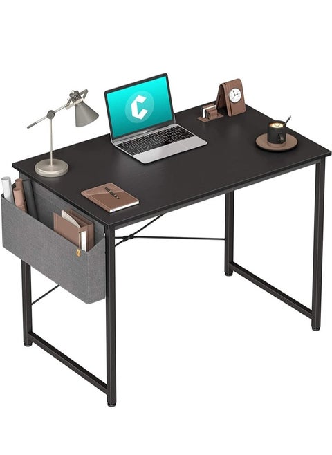 Computer Desk 100cm Home Office Computer Writing Table, Modern Simple Laptop PC Table, Sturdy Home Office Table, Work Writing Desks with Storage Bag and Headp hone Hoo (Black Upgrade 100 * 50)