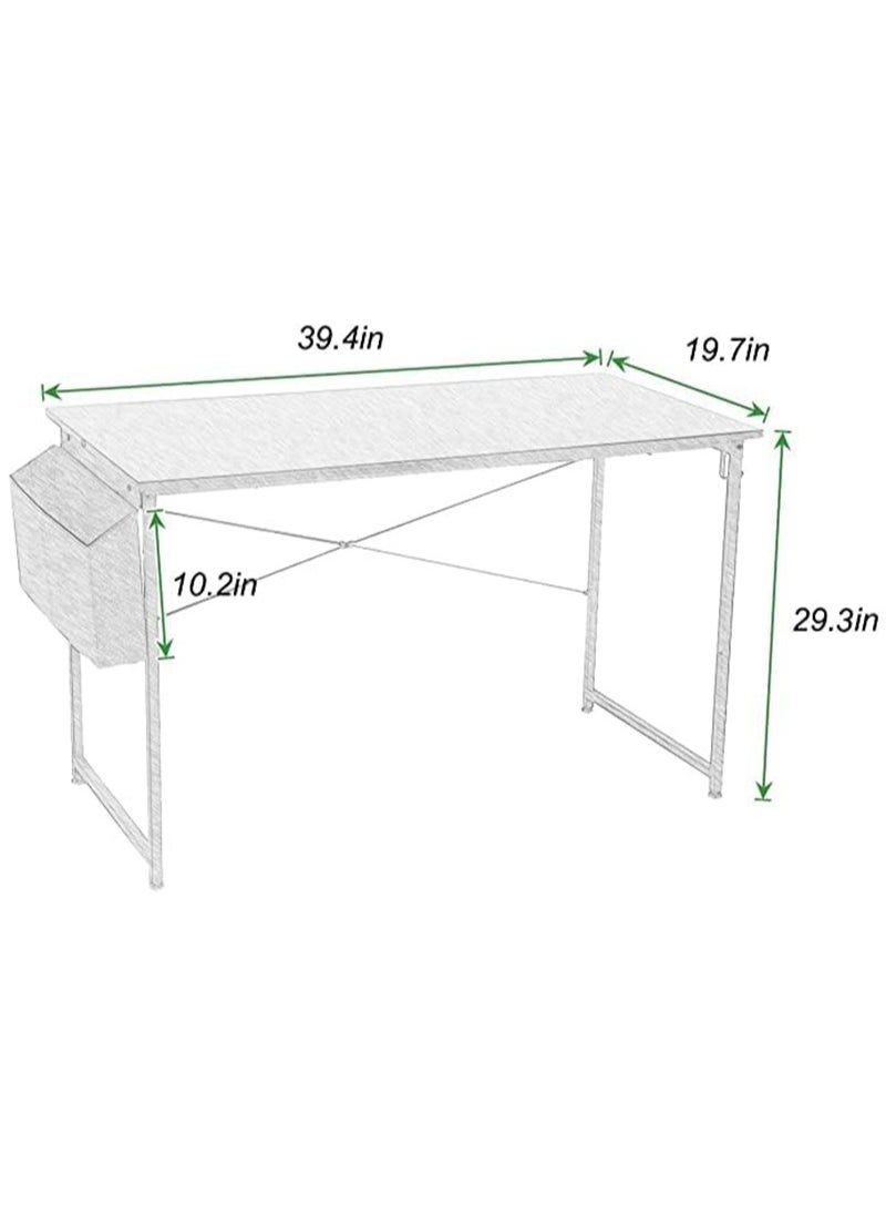 Computer Desk 100cm Home Office Computer Writing Table, Modern Simple Laptop PC Table, Sturdy Home Office Table, Work Writing Desks with Storage Bag and Headp hone Hoo (Black Upgrade 100 * 50)