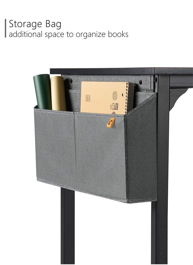 Computer Desk 100cm Home Office Computer Writing Table, Modern Simple Laptop PC Table, Sturdy Home Office Table, Work Writing Desks with Storage Bag and Headp hone Hoo (Black Upgrade 100 * 50)