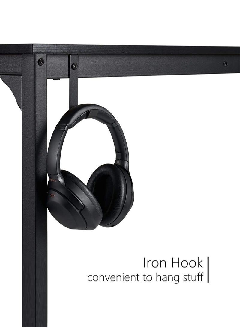 Computer Desk 100cm Home Office Computer Writing Table, Modern Simple Laptop PC Table, Sturdy Home Office Table, Work Writing Desks with Storage Bag and Headp hone Hoo (Black Upgrade 100 * 50)