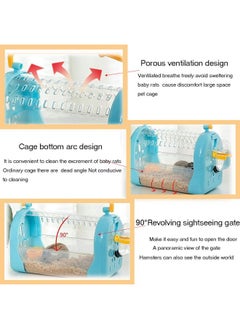 Kathson kathson Hamster Cage Travel Carrier Portable Cage with Water Bottle Outgoing Cage and Adjustable Strap Pet Cage for Small Pet Hedgehog Sugar Glider Squirrel Mice（Blue）  - Image 3