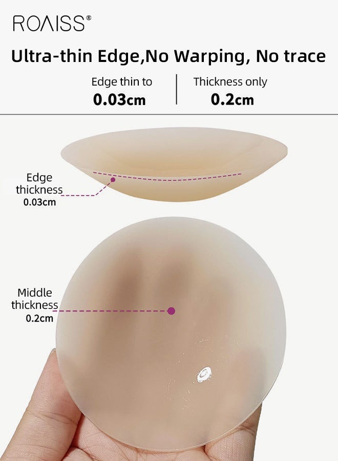 roaiss Women's Invisible Silicone Nipple Covers 8cm Adhesive Skin Tone Reusable Pasties Chest Stickers Ladies Ultra Thin No Show Bra Alternative for Daily Wear and Dresses Individually Packaged - Image 3