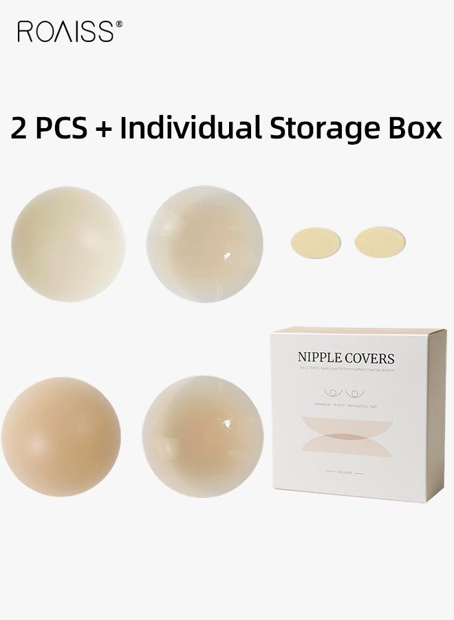 roaiss Women's Invisible Silicone Nipple Covers 8cm Adhesive Skin Tone Reusable Pasties Chest Stickers Ladies Ultra Thin No Show Bra Alternative for Daily Wear and Dresses Individually Packaged - Image 1