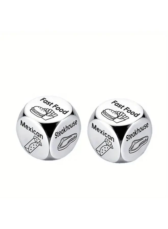 Black Stainless Steel Six Sided Dice Set 2Pcs Wear Resistant Carved Game Dice Valentine Gift - Image 4