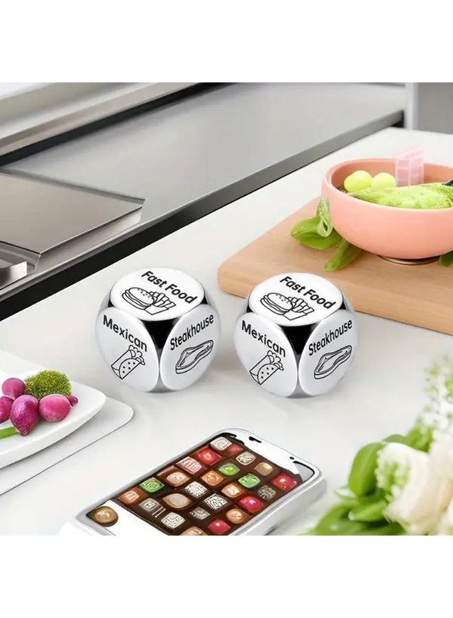 Black Stainless Steel Six Sided Dice Set 2Pcs Wear Resistant Carved Game Dice Valentine Gift - Image 1