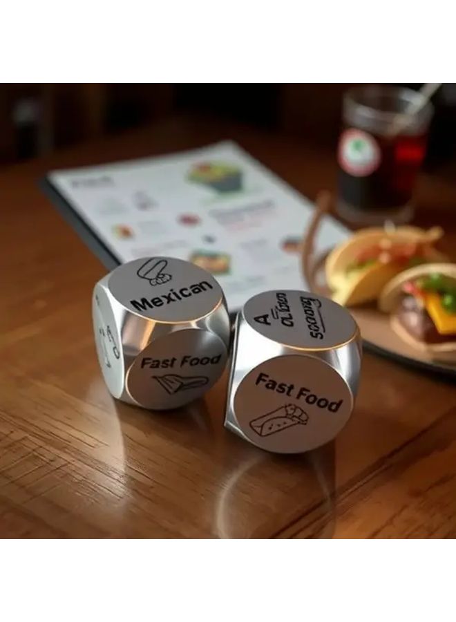 Black Stainless Steel Six Sided Dice Set 2Pcs Wear Resistant Carved Game Dice Valentine Gift - Image 5