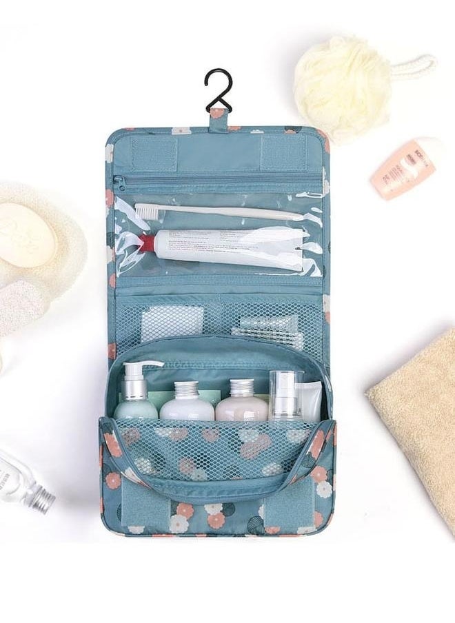 yongsheng Hanging Toiletry Kit with Hanging Hook Water-resistant Makeup Cosmetic Bag Travel Organizer Full Sized Container Toiletries (daisy blue)  - Image 2