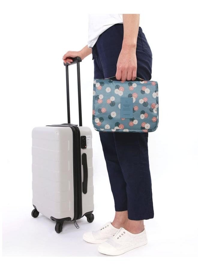 yongsheng Hanging Toiletry Kit with Hanging Hook Water-resistant Makeup Cosmetic Bag Travel Organizer Full Sized Container Toiletries (daisy blue)  - Image 3