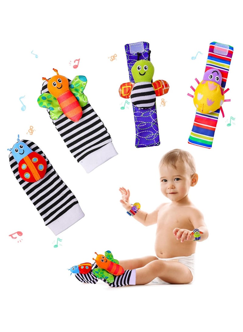 FUN MOMENT Rattles Baby Wristbands & Foot Socks 4 Pack - Image 1