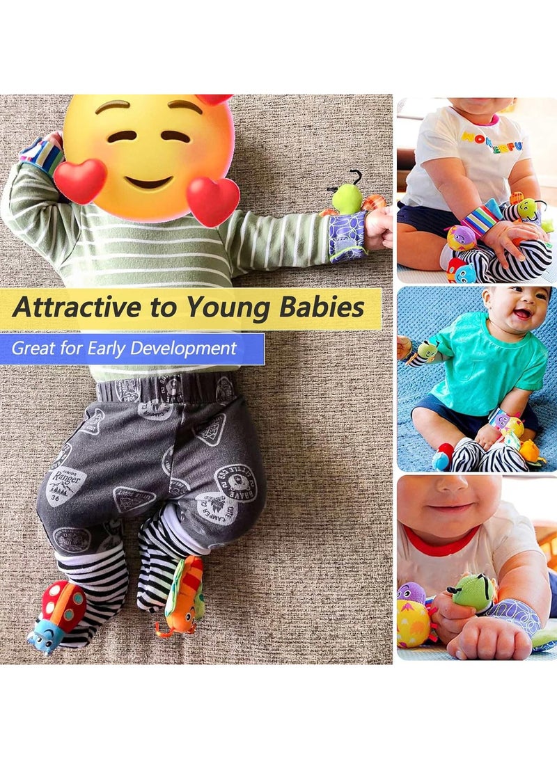 FUN MOMENT Rattles Baby Wristbands & Foot Socks 4 Pack - Image 4