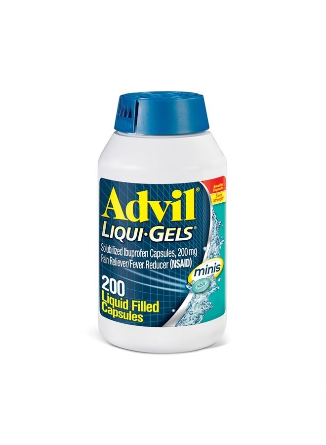 Advil Liqui-Gels Minis and Fever Reducer, Medicine for Adults with Lbuprofen 200mg for Pain Relief - 200 Liquid Filled Capsules - Image 1