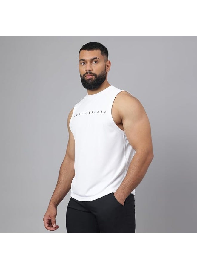 مسل بلايز تيشيرت رياضي بدون أكمام بنمط من MuscleBlaze للرجال - مقاس صغير - Image 3