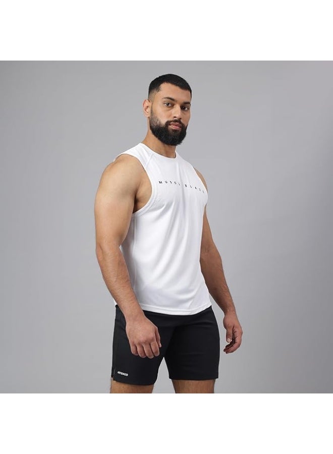 مسل بلايز تيشيرت رياضي بدون أكمام بنمط من MuscleBlaze للرجال - مقاس صغير - Image 2