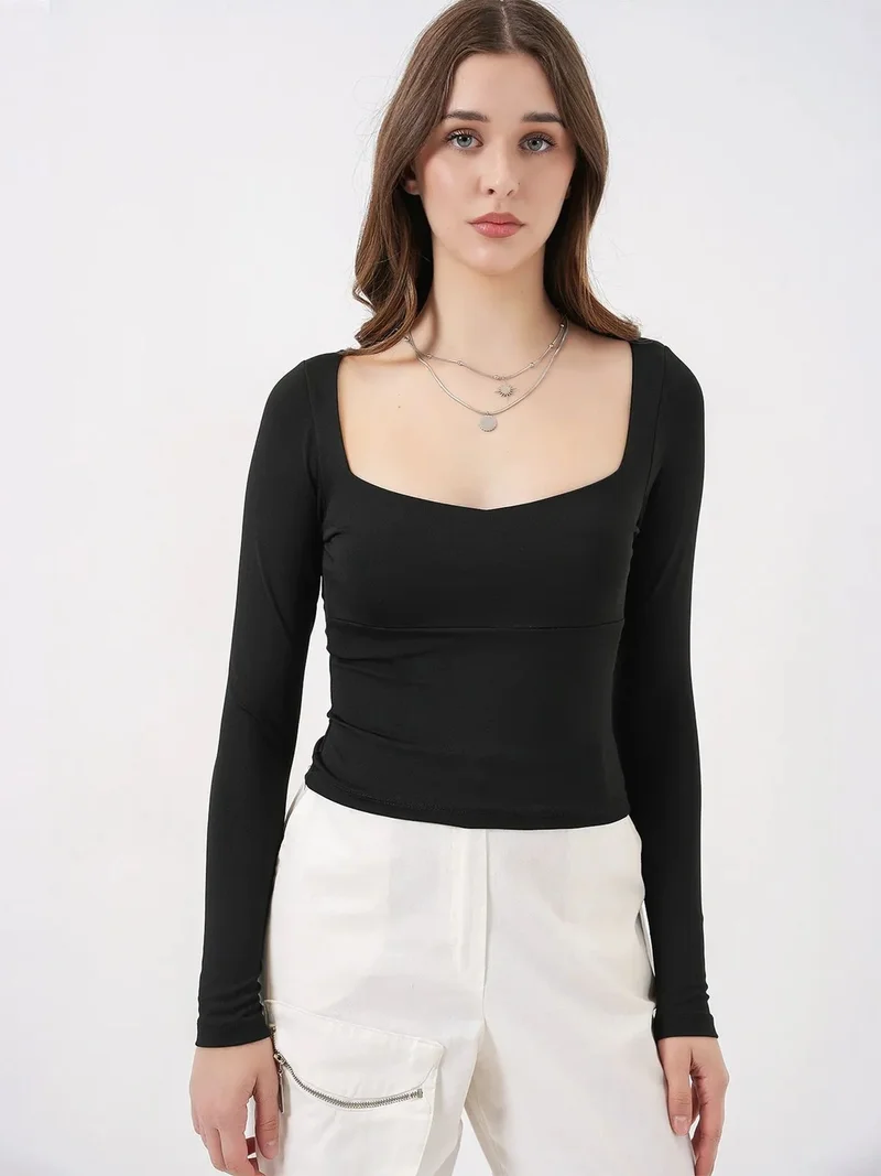 BIG DART BDART Long Sleeve Fitted Blouse with Heart Collar