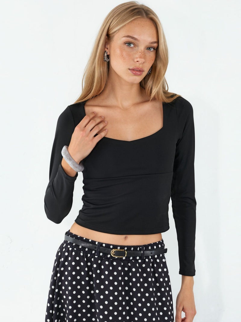 BIG DART BDART Long Sleeve Fitted Blouse with Heart Collar - Image 1