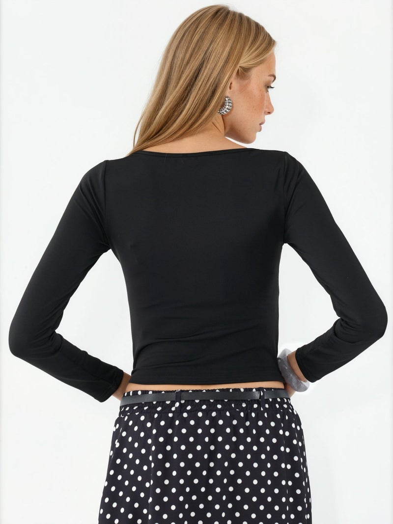 BIG DART BDART Long Sleeve Fitted Blouse with Heart Collar - Image 3