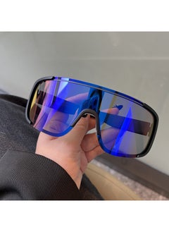 Cycling Goggle Retro Large Frame Cycling Sunglasses MTB Road Bike Cycling Goggles Men Women Outdoor Sports Hiking Eyewear-Color:Black-Blue