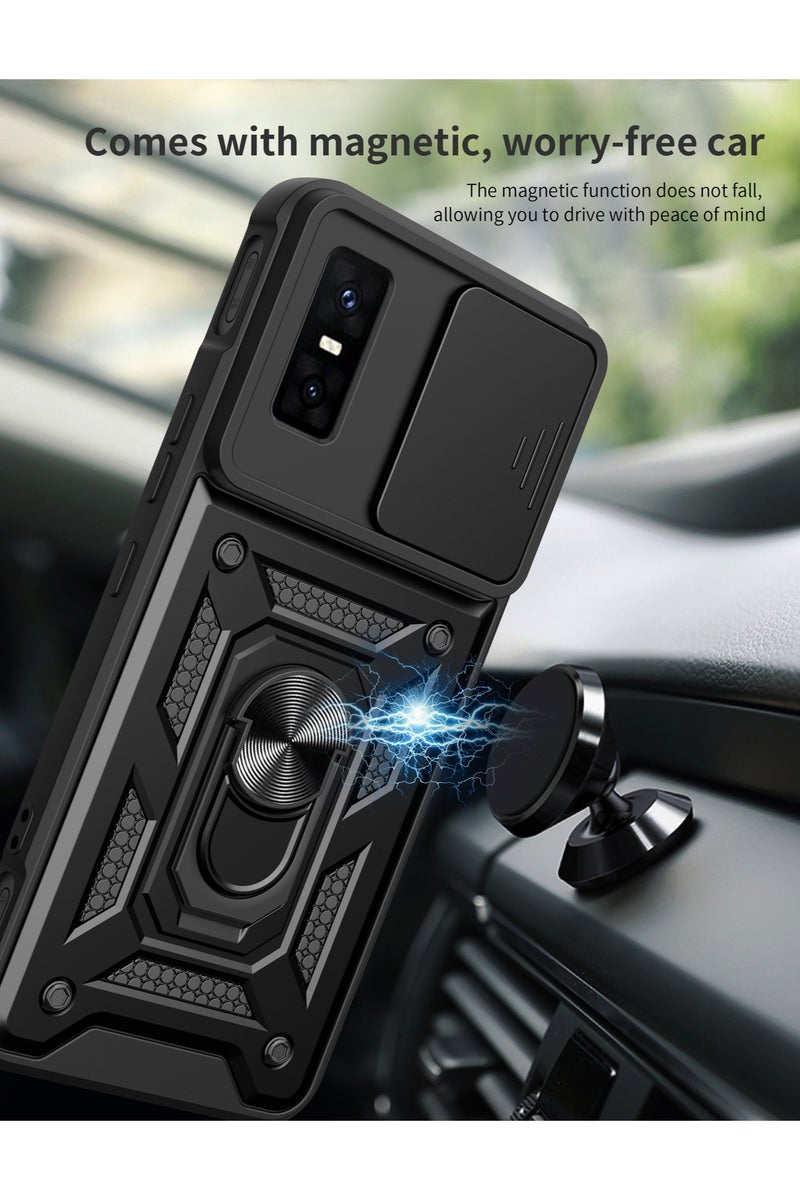 for Infinix GT30 pro 5G Case Cover, Slide Camera Lens Cover, Magnetic Ring Holder Kickstand Protective Phone Case for Infinix GT30 pro 5G, Black - Image 5