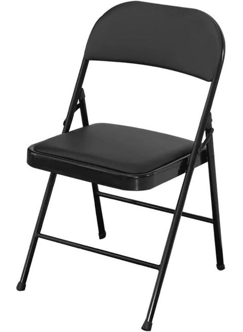 Folding Chair With Padded Seats Multi Functional Portable Chair For Home Dining Office Outdoor Fishing, Black