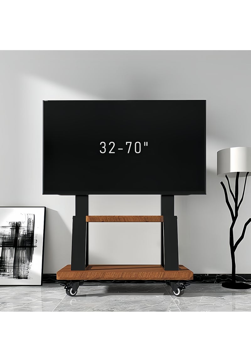 FlashHawk Mobile TV Stand with Wheels, Steel Floor TV Cart Mount for 32-70 inch TV,Max VESA:600*400MM,Load-bearing 50Kg - Black  - Image 1