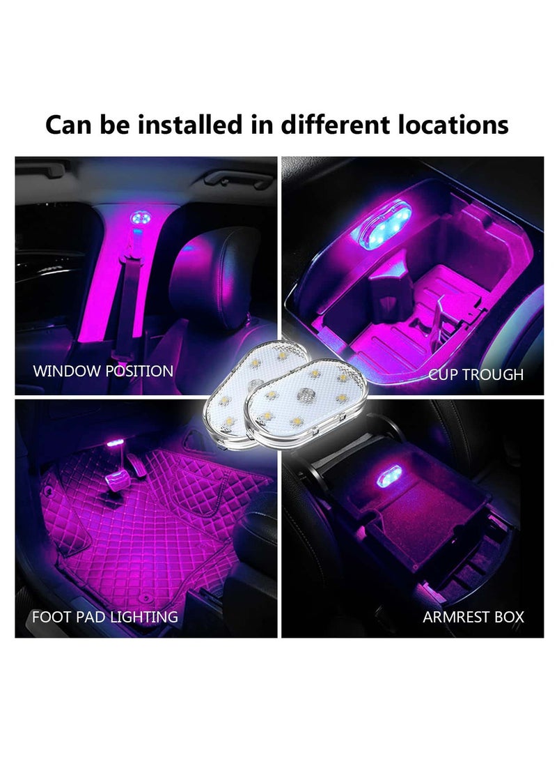 Generic - Portable Car LED Interior Lights, USB Rechargeable Touch Light with 6 Bright Beads for Emergency Use, Compact Design in Purple - Image 1