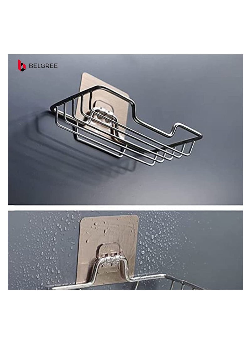 2 Pcs Adhesive soap Tray with 2 Pcs Razor Hanging Hooks Soap Holder for Bathroom Shower Hanger