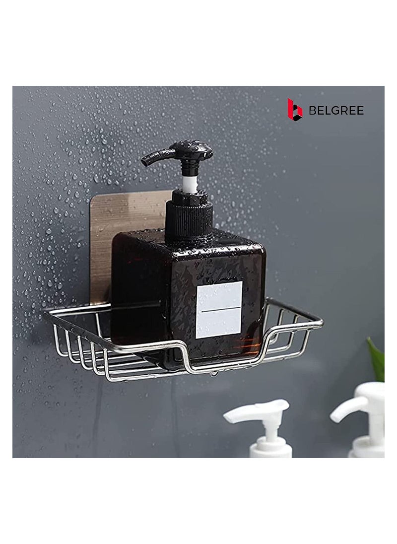 2 Pcs Adhesive soap Tray with 2 Pcs Razor Hanging Hooks Soap Holder for Bathroom Shower Hanger