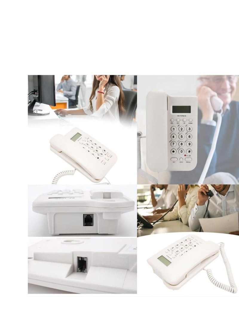 KASTWAVE - Corded Landline Phone, Landline Corded Telephone, English Desktop Fixed Phone with FSK and DTMF Dual System, Caller ID Display/Pre Dial/Cancel/Callback/Recall, for Home Hotel Office Business(White) - Image 1