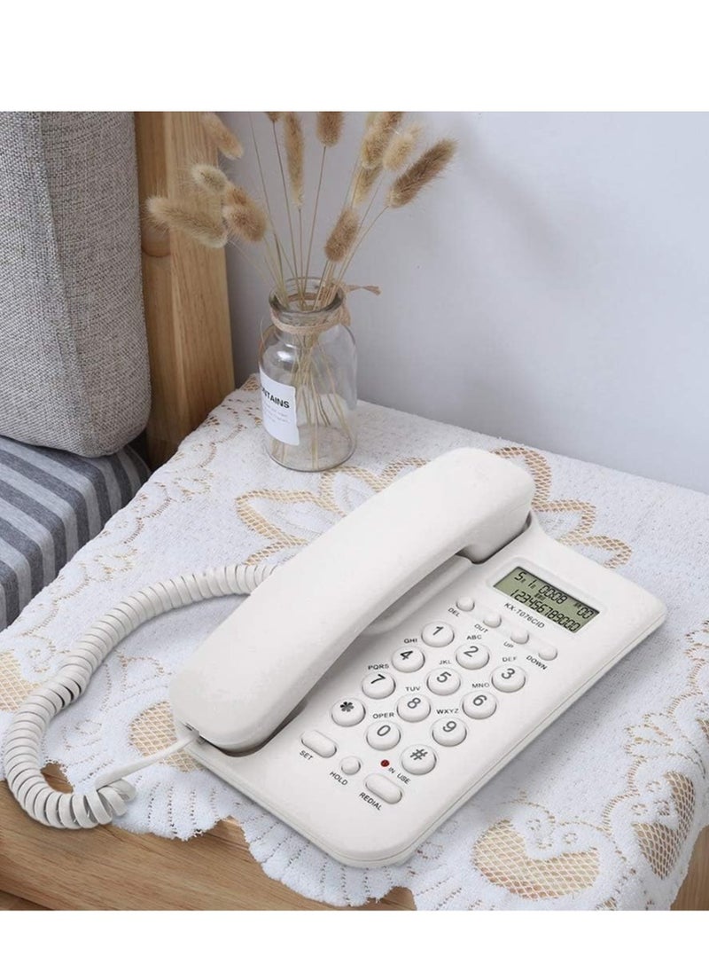 KASTWAVE - Corded Landline Phone, Landline Corded Telephone, English Desktop Fixed Phone with FSK and DTMF Dual System, Caller ID Display/Pre Dial/Cancel/Callback/Recall, for Home Hotel Office Business(White) - Image 1