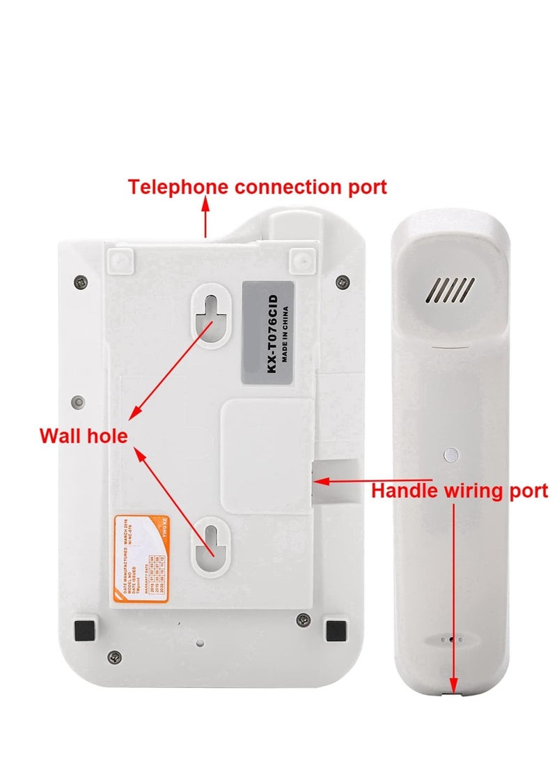 KASTWAVE - Corded Landline Phone, Landline Corded Telephone, English Desktop Fixed Phone with FSK and DTMF Dual System, Caller ID Display/Pre Dial/Cancel/Callback/Recall, for Home Hotel Office Business(White) - Image 1
