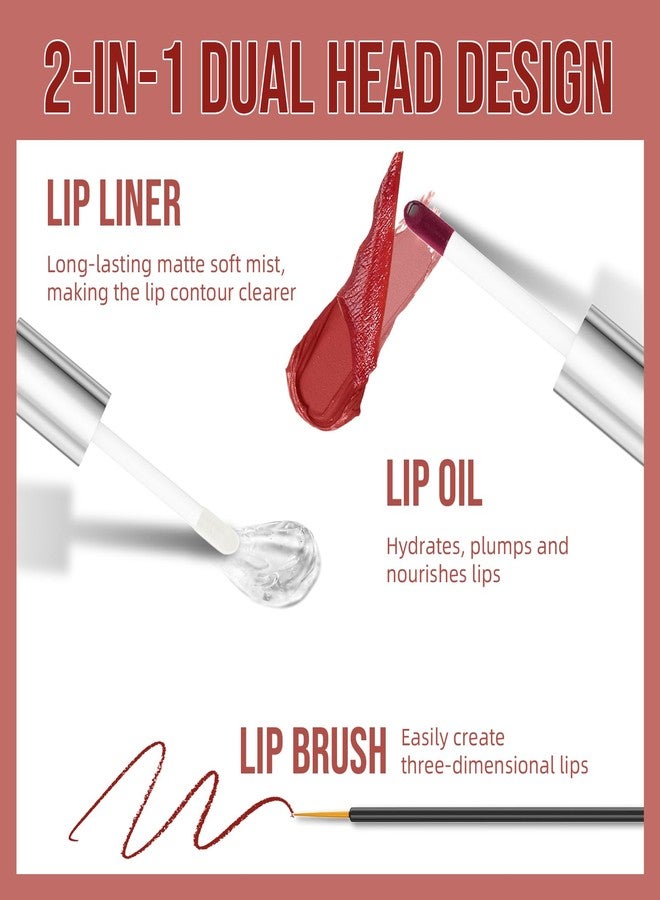 MUREND 2 In 1 Peel Off Lip Stain Lip Gloss Oil Dual Ended Combo Set, Long Lasting Lip Tint, Waterproof, Transfer-Resistant, Smudge-Proof, High Pigmented, Matte & Glossy Makeup for Women Girl 07# - Image 2