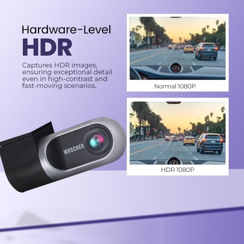 Woscher Dashcam for Cars |FHD 1080p |Super Capacitor |WiFi Connect | Accident Recording | Easy DIY Set Up |Upto 128GB SD Card Supported| Charcoal Gray| iOS/Android Mobile App (2024)| 2 Years Warranty - Image 2