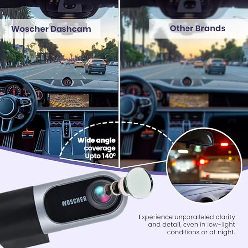 Woscher Dashcam for Cars |FHD 1080p |Super Capacitor |WiFi Connect | Accident Recording | Easy DIY Set Up |Upto 128GB SD Card Supported| Charcoal Gray| iOS/Android Mobile App (2024)| 2 Years Warranty - Image 5