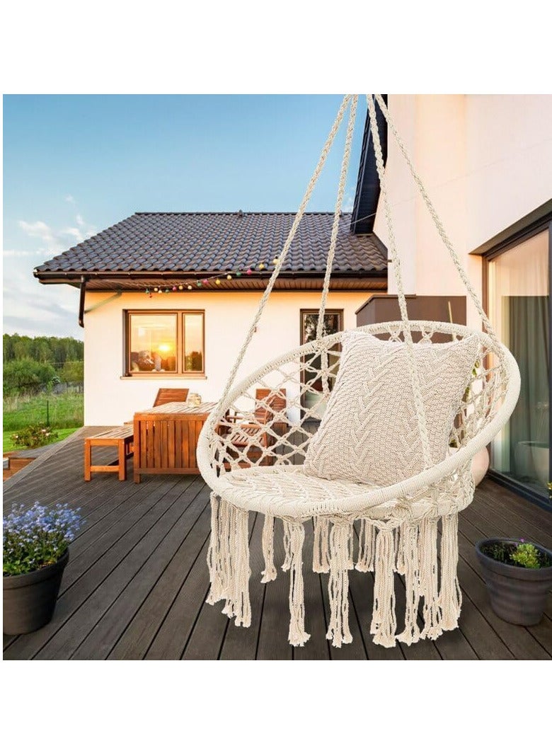 أرجوحة مكرمية مصنوعة من الحديد والحبال القطنية المتينة - Image 2