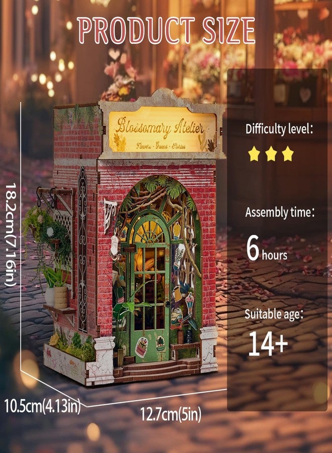 Foyucool DIY Book Nook Kit, Miniature Dollhouse Bookshelf Insert with Light, Laser-Cut Wooden Craft Set for Adults, Perfect for Teens and Adults, Blossomary Shop - Image 2