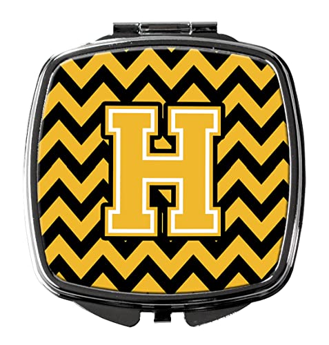 Caroline's Treasures CJ1053-HSCM Letter H Chevron Black and Gold Compact Mirror Decorative Travel Makeup Mirror for Women Girls Gifts Pocket Makeup Mirror Folding Handheld - Image 5