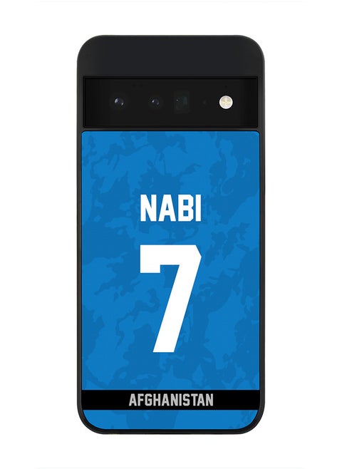 Rugged Black Edge Case for Google Pixel 6 Pro 5G, Slim fit Soft Case Flexible Rubber Edges Thin Cover - Player Name - Mohammad Nabi, Jersey Number- 7