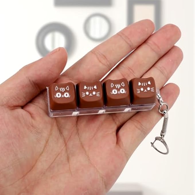 BTFO Fidget Toy Keyboard, Clicker Keyboard Fidget Light LED Keyboard Fidget Toys Button Keyboard Fidget Keyfob Keycap Gift Decompression Adult (Dark Brown) - Image 2